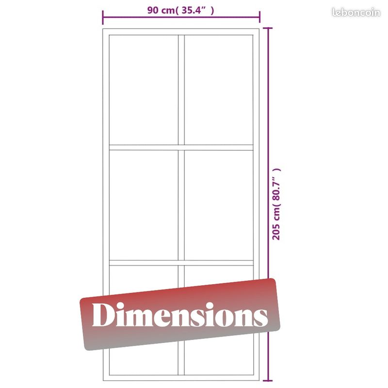 Porte Coulissante En Verre Et Alu 90x205 Cm – Noir élégant, Pose Facile