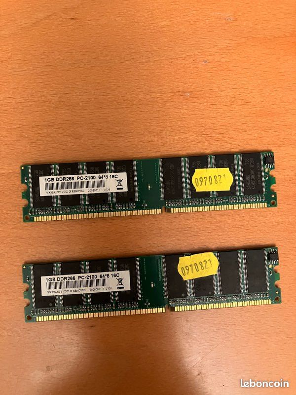 2 mémoires RAM-1GB DDR266 PC-2100 (image 1)