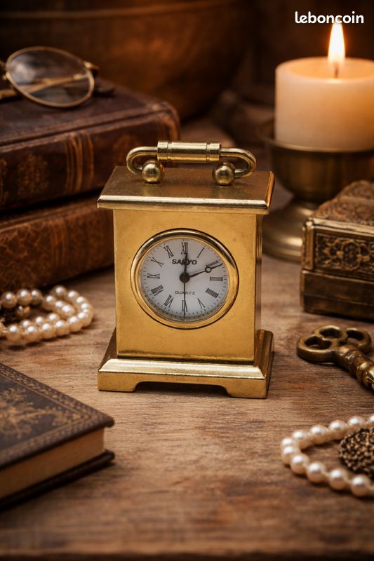 Horloge miniature Quartz de bureau en laiton (image 1)