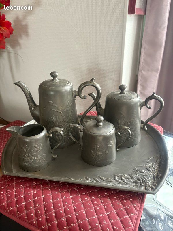 ANCIEN SERVICE A MIGNARDISE ART DECO ARGENT AVEC COFFRET CAKE