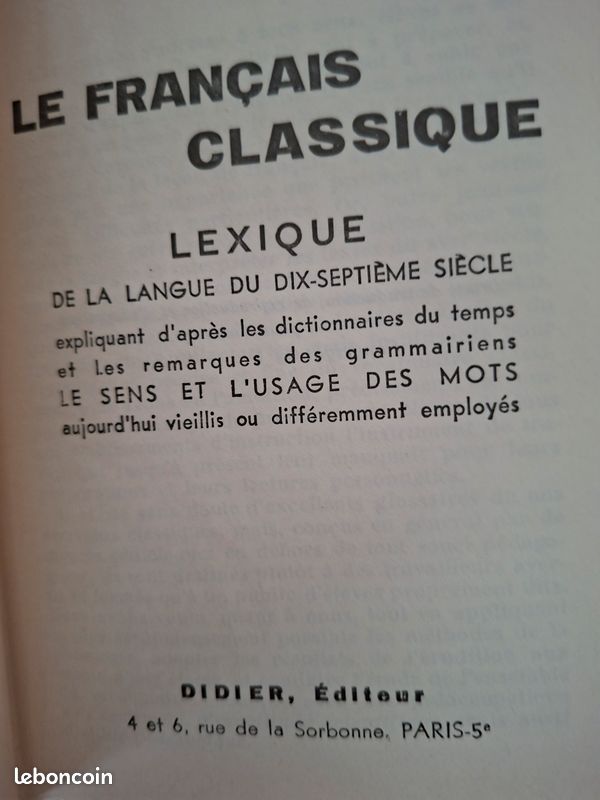Le Français classique Lexique de la langue du 17e CAYROU (image 3)