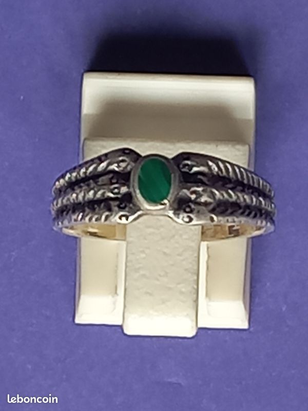 Jolie bague " Serpent " en argent / malachite (image 1)