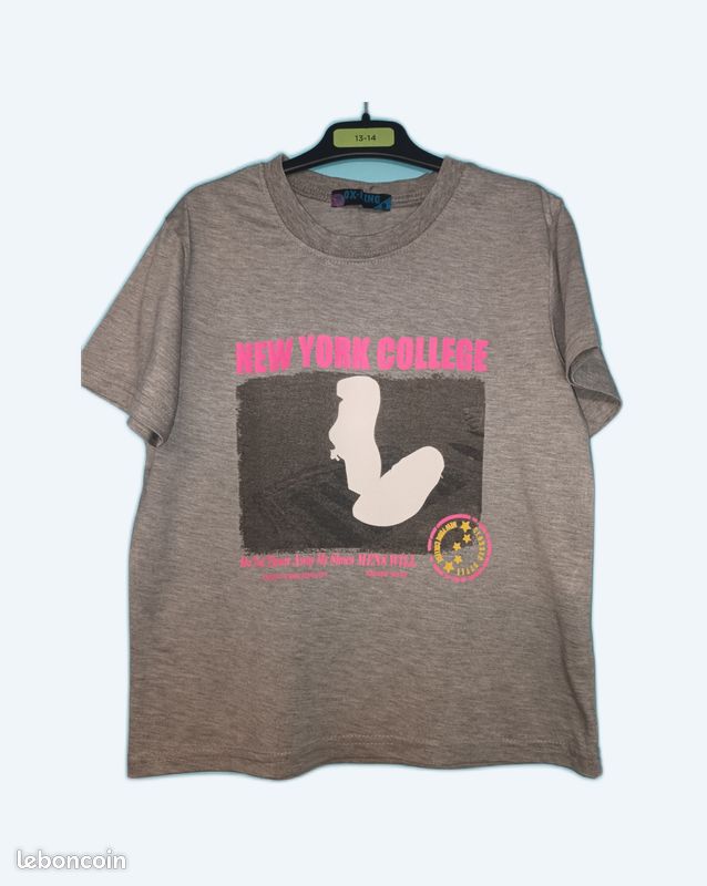 T-shirt mc gris et rose en 8 ans (mam33133) (image 1)