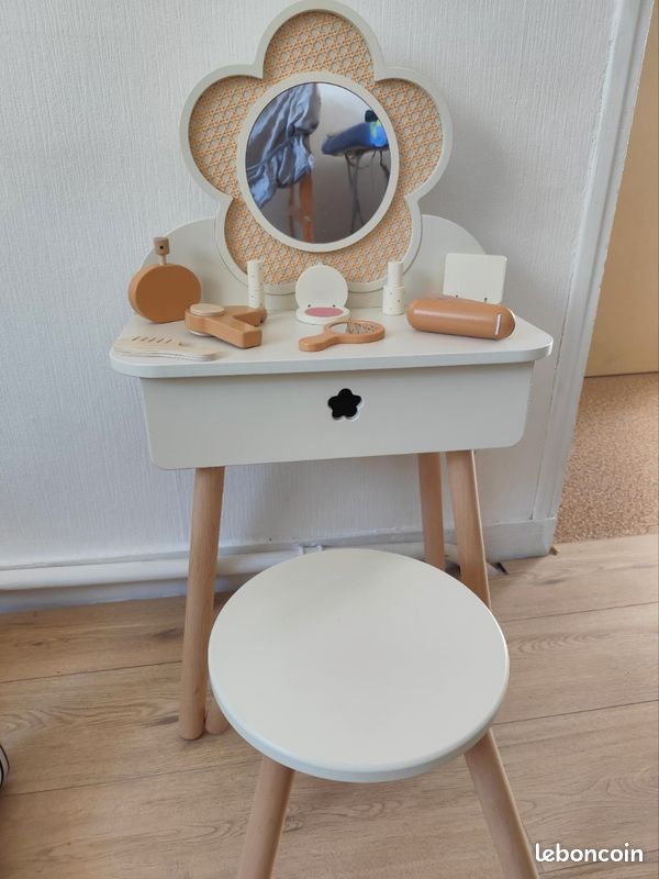 Coiffeuse cannage + accessoires en bois VERBAUDET - écru (image 1)