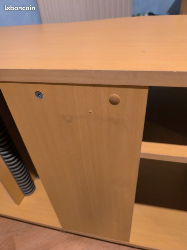 Meuble TV hêtre beige avec support DVD tournant (image 7)