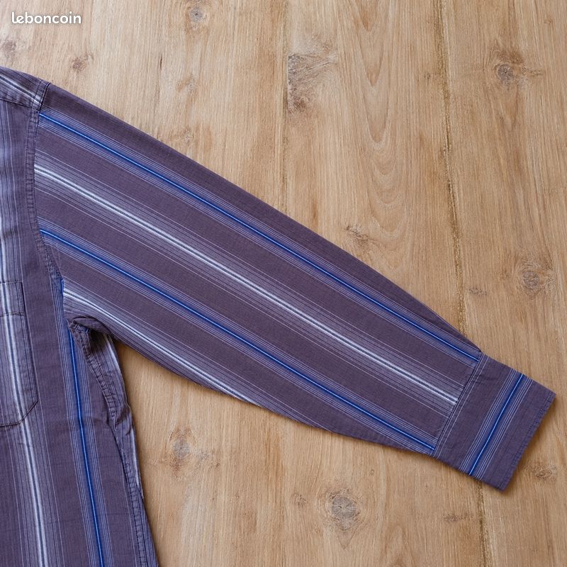 Chemise violette et bleue à rayures – Avec poche poitrine et finitions soignées – Deck No. 28 – Homme Taille 39/40 – Toutes saisons / Bureau et habillé – Neuf (image 6)