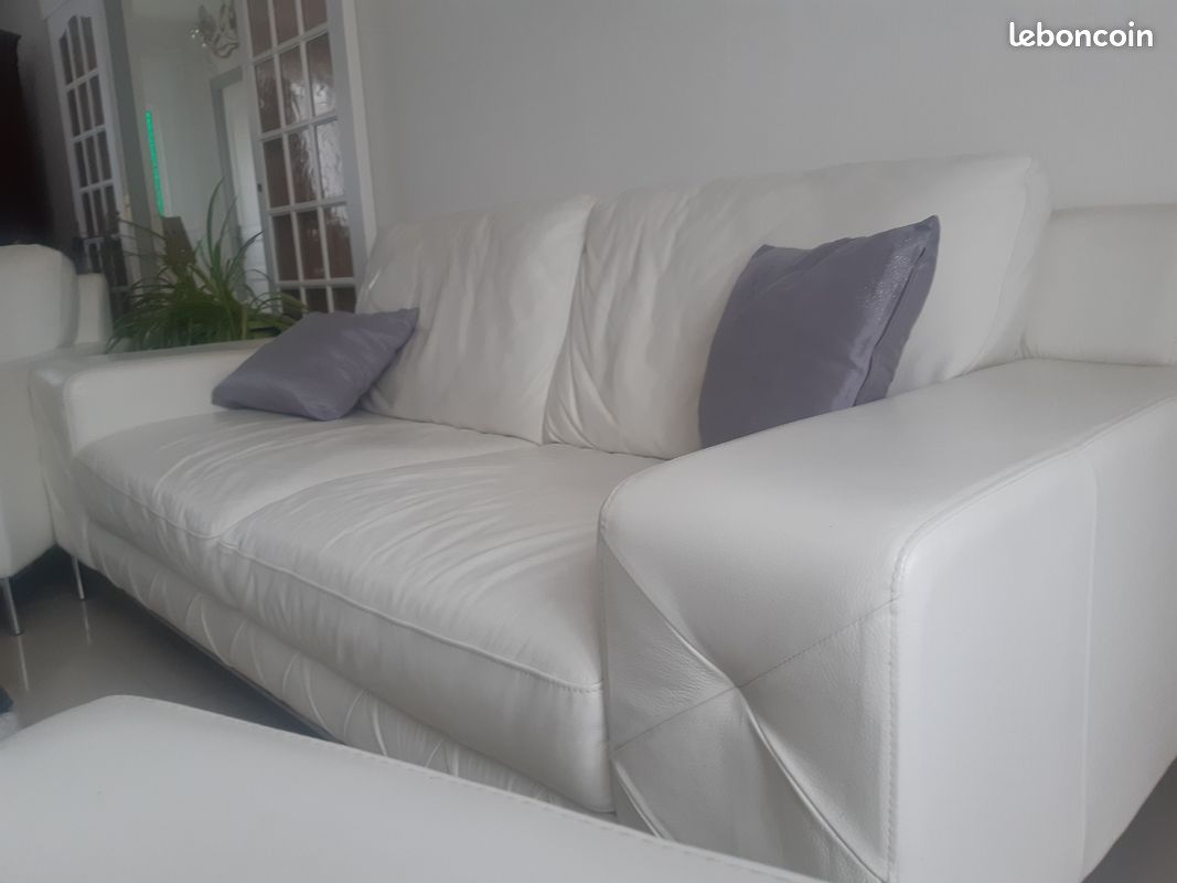 Vend salon cuir 2 fauteuils et canapé (image 7)