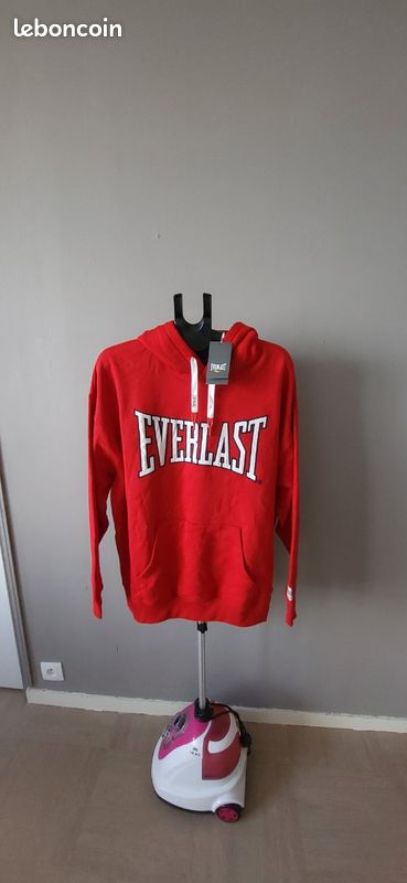🔥 Superbe Sweat à Capuche EVERLAST Rouge Neuf Unisexe taille