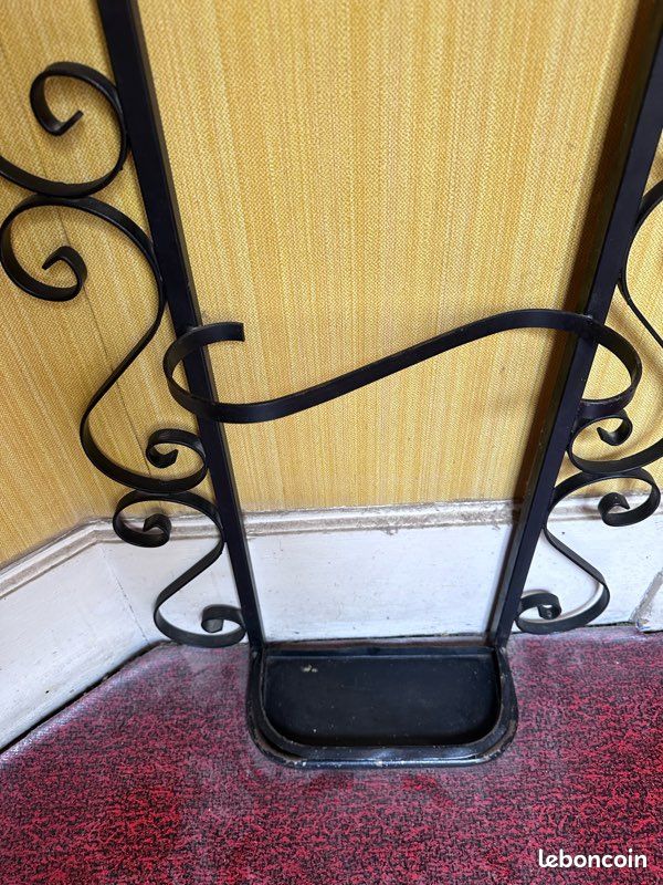 Porte-manteau vintage fer forgé avec miroir – idéal DIY / relooking (image 4)