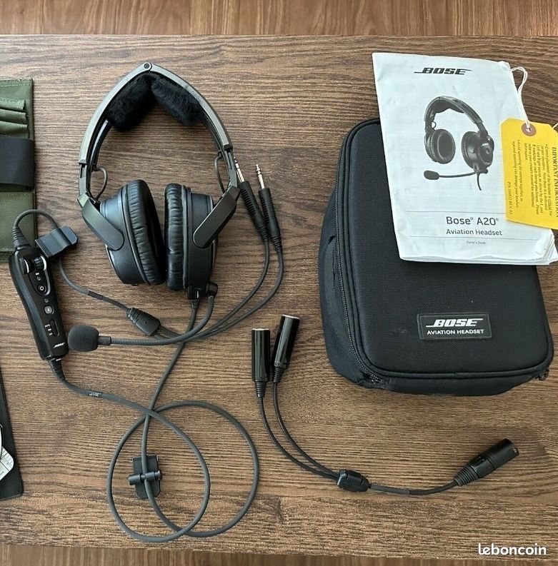 Casque Aviation Bose A20 - Réduction Active Du Bruit - Pour Avion, Planeur, ULM, Hélicoptère - Occasion