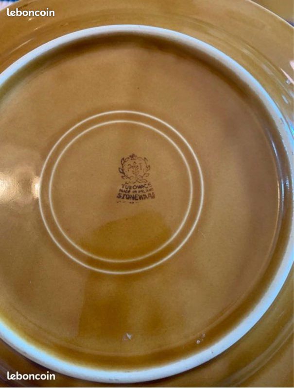 Lot de 16 assiettes en grès vintage – Tulowice Poland (image 10)