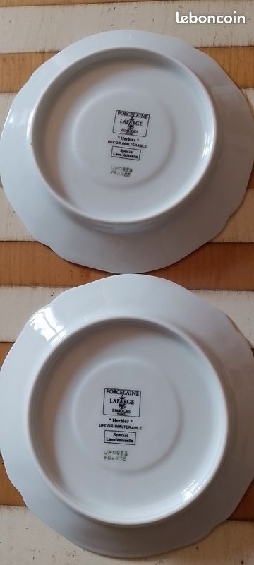 2 soucoupes porcelaine Lafarge Limoges (image 3)