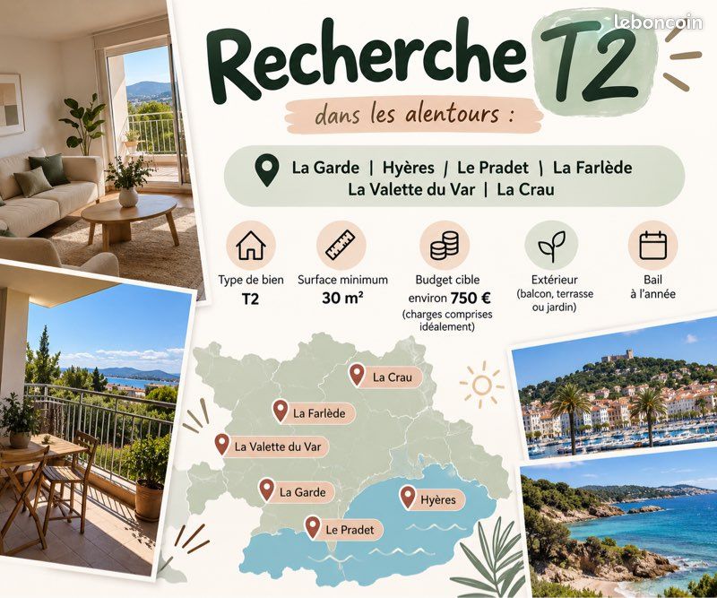 Appartement 2 pièces 30 m² · à La Garde · 30 m² · 850 €/mois