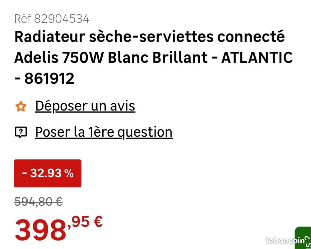 Seche-serviette électrique connecté Atlantic 750W Fluide Thermo-conducteur (image 4)