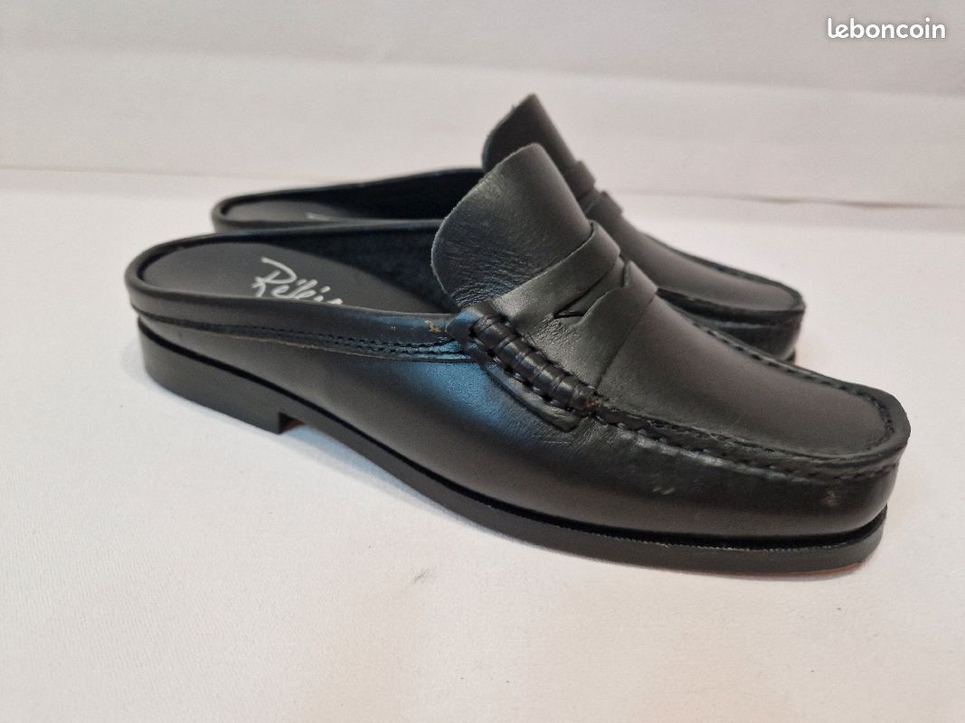 Mules style mocassin en Cuir noir (image 3)