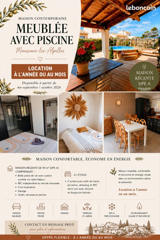 Maison 3 pièces 90 m² · à Maussane-les-Alpilles · 90 m² · 1 650 €