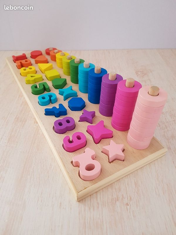 Coloré-Décennie s de construction colorés en bois pour enfant, jouet, carré, dés, jeu de société