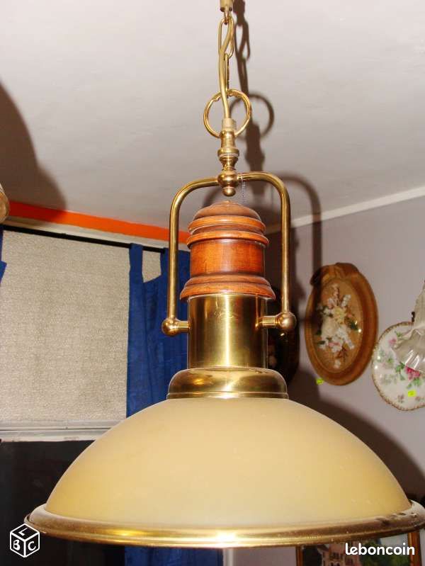 Lampe laiton bois (image 1)