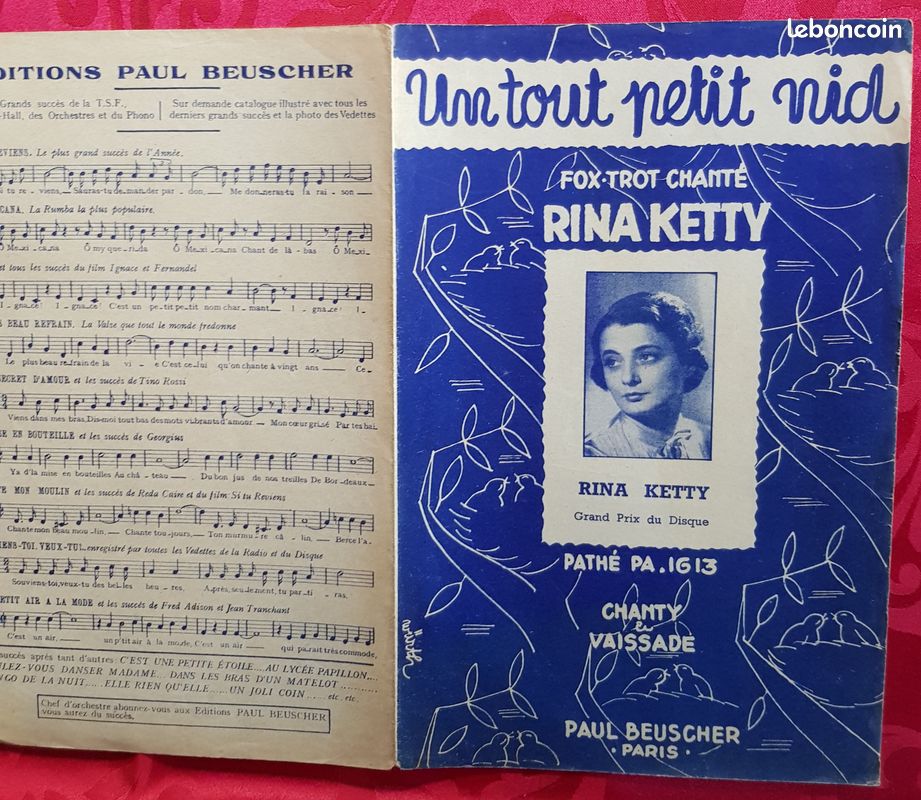 Partition chanson de Rina ketty "un tout petit nid" (image 1)