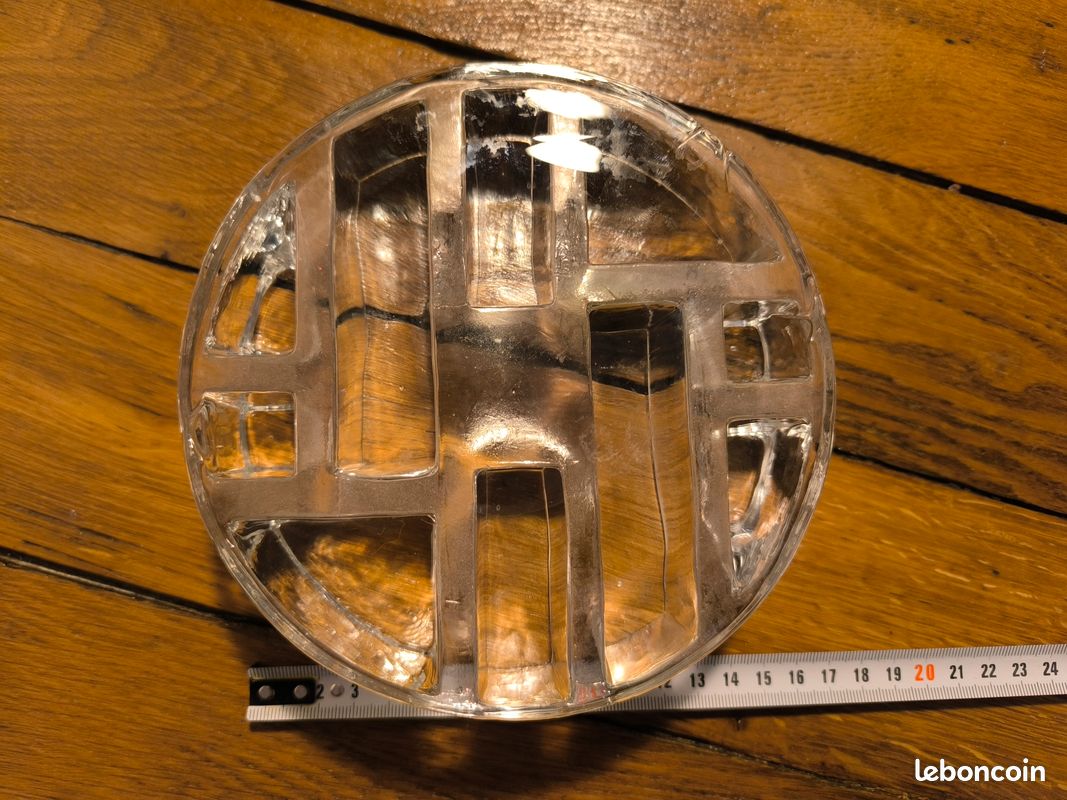 Chauffe plat / dessous de plat en verre cristal vintage année 70 Belmondo / Becker design vintage (image 4)