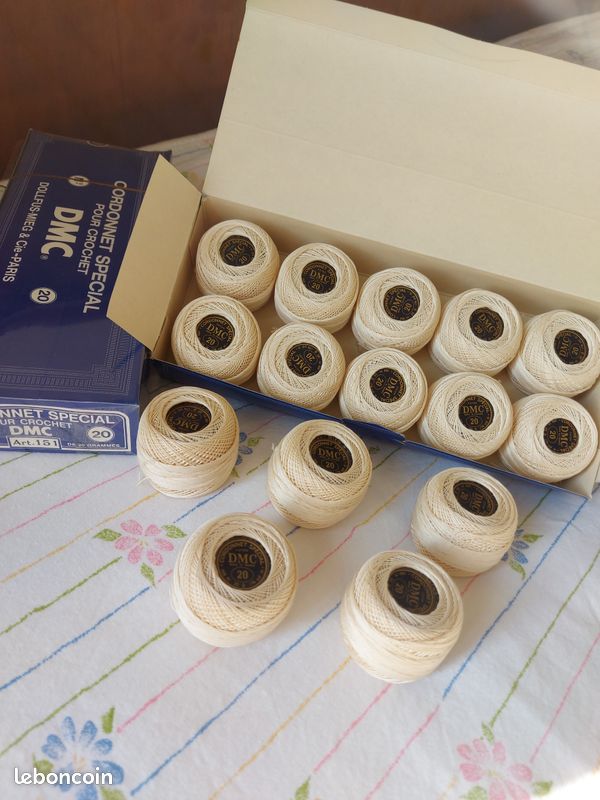 Lot De 12 Pelotes De Coton PHIL FALAISE écru - Aiguille 4, 100% Coton, Neuf, Origine France