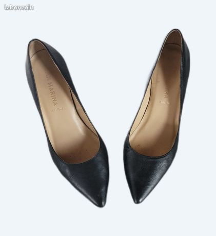 Escarpins San Marina En Cuir Souple Fauve - Taille 40 - Talons Moyens - Très Bon état
