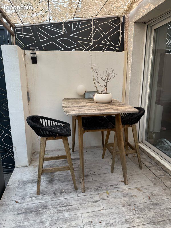 Ensemble Table haute extérieure Joem + 2 chaises (image 1)