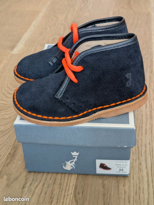 Bottillons Jacadi Charles desert boots taille 22 bleu orange