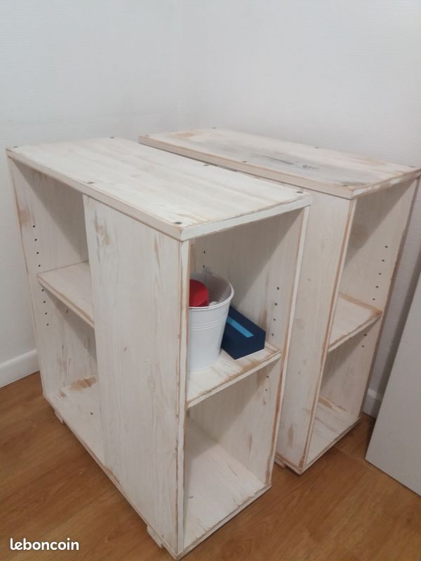 Bureau bois gris (+ pieds blancs) (image 2)