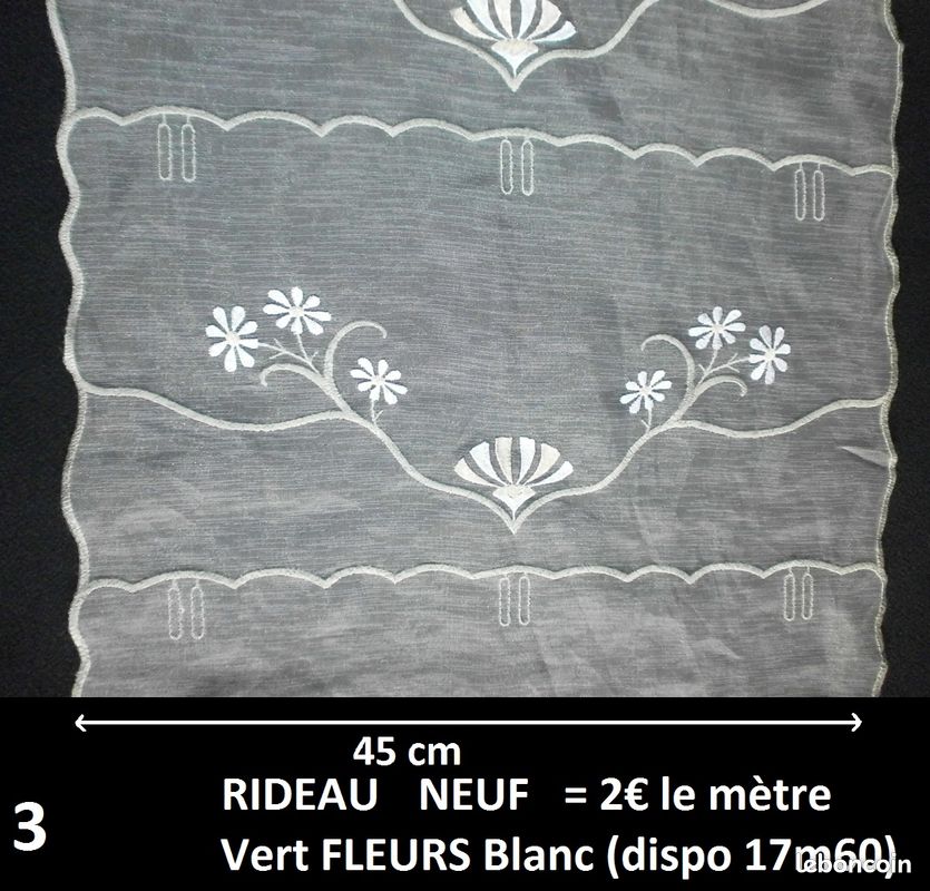 RIDEAUX et VOILAGES MODERNES NEUFS à 2 euros le mètre, Toutes largeurs, Gros métrages disponibles, ENVOI POSSIBLE (image 3)