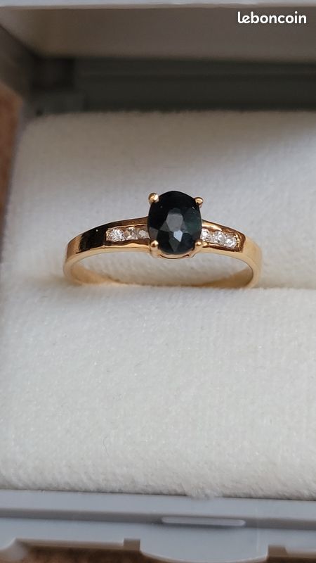 Bague Plaque Or Jaune Avec Zircon - Taille 55, Neuve Sans Emballage