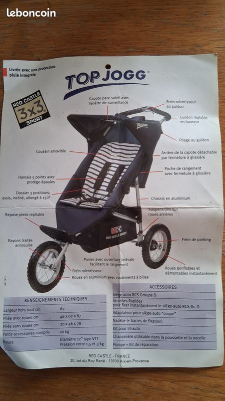 Poussette tout terrain sport - RedCastle Top Jogg 2003 + Nacelle (image 3)
