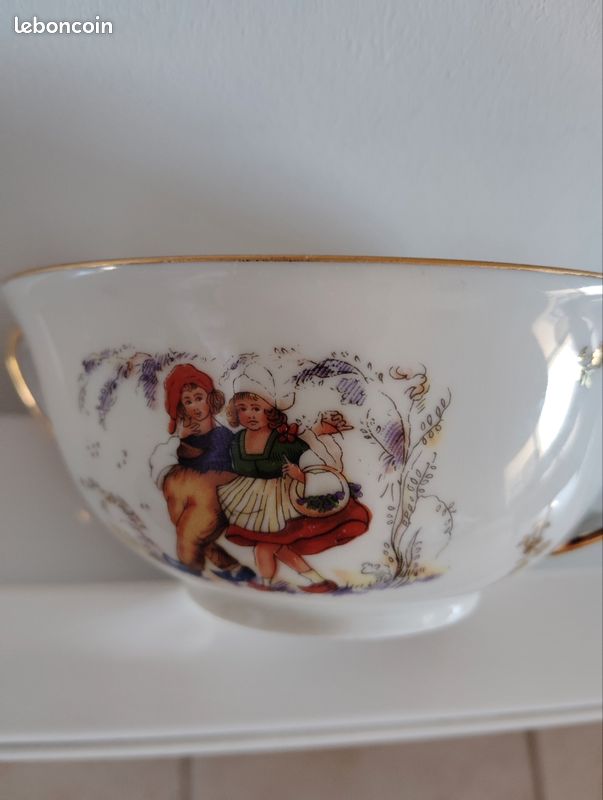 Bol ancien à soupe ou bouillon porcelaine Jammet Seignolles Limoges (image 4)