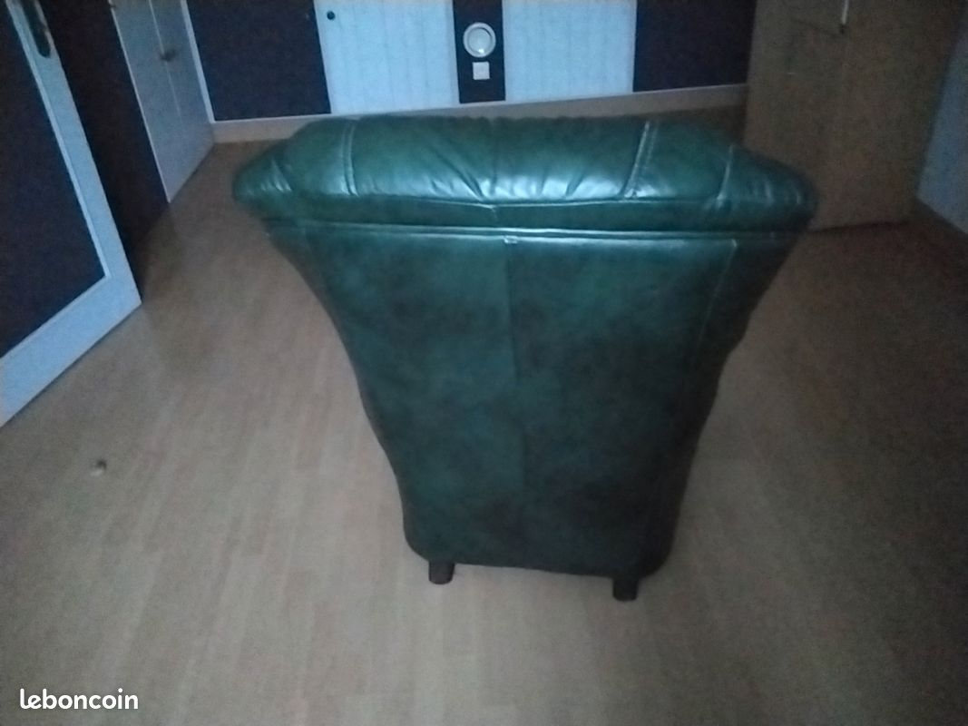 Fauteuil cuir vert (image 2)