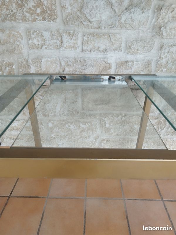 Petite Table Extensible plateau Verre et structure Métal (image 7)