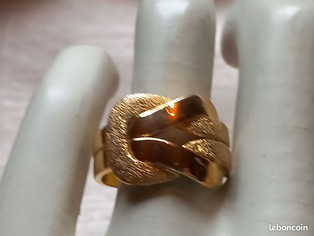Bague Ancienne En Plaque Or – Style Maille – Vintage – Taille Unique