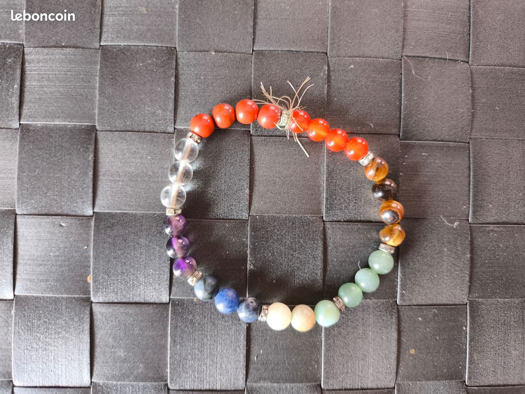 Bijoux fantasie - bracelet multicolore avec perle en pierre (image 1)