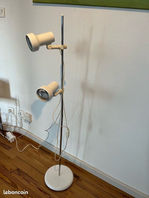 Lampadaire blanc à 2 spots, italien MIWI des années 70 (image 6)
