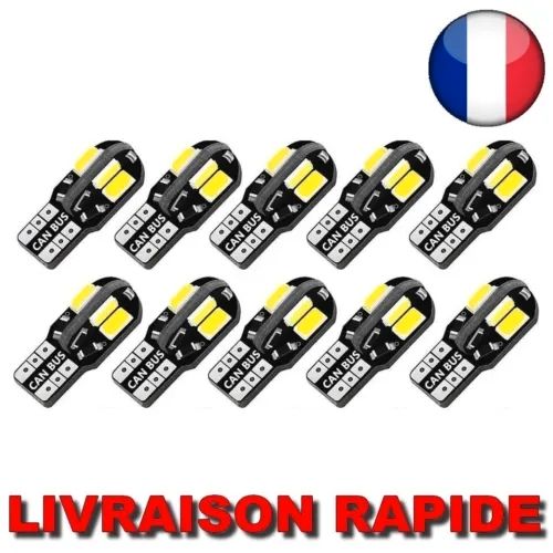 10 Ampoule LED Canbus W5W T10 8SMD 12V Voiture Lampe Signalisation  Stationnement - Équipement auto