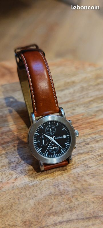 Montre Magna Carta Chrono Carte Du Monde - New Old Stock 1995, Acier, Bracelet Cuir - Neuf Sans étiquette, Garantie