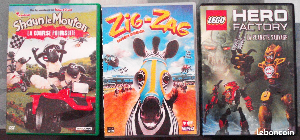 Lot de 3 DVD enfants shaun zigzag hero factory (image 1)