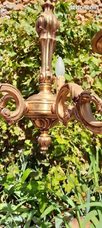 Lustre / suspension en bronze - 5 branches (TBE) (image 3)