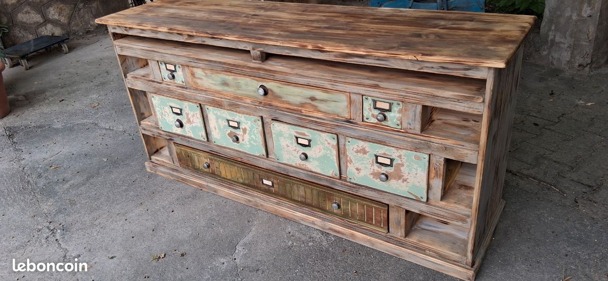 Meuble de métier comptoir de quincaillerie dim 175x50x83 (image 1)