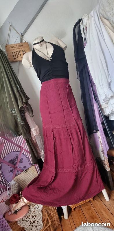 Jupe Femme Brandy Blu à Volants Bordeaux – Taille XL – Neuve Avec étiquettes