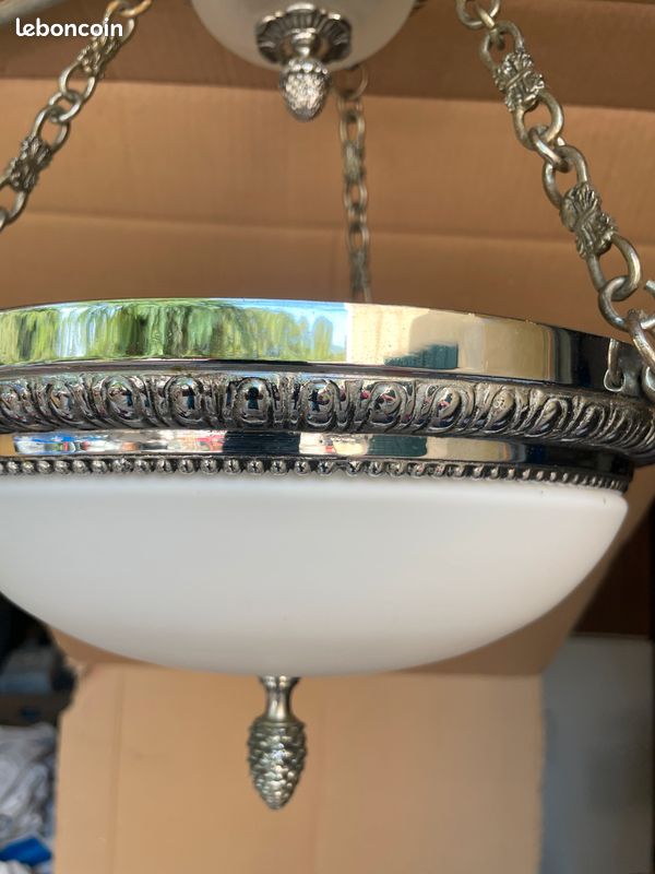 Lustre vintage métal argenté (image 5)