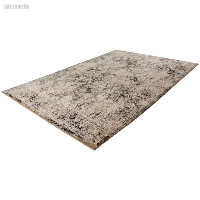 Tapis courtes mèches vintage rayé gris Sila Gris 80x150 (image 4)