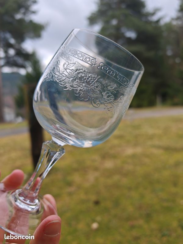 5 verres en cristal d'Arc vintage art deco (image 3)