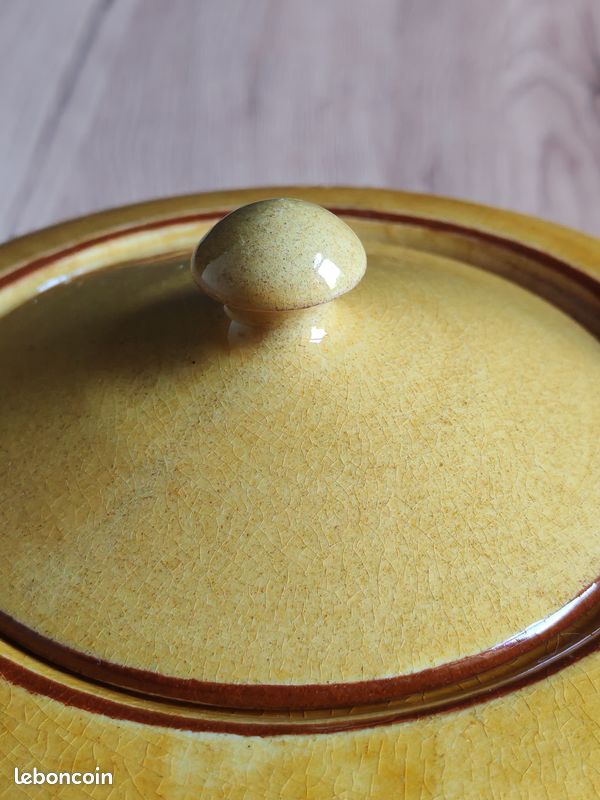 Théière Moutarde Vintage en Céramique Émaillée | Petite Théière Jaune Craquelée Style Campagne Arcopal Digoin | Déco Cuisine Rétro (image 12)