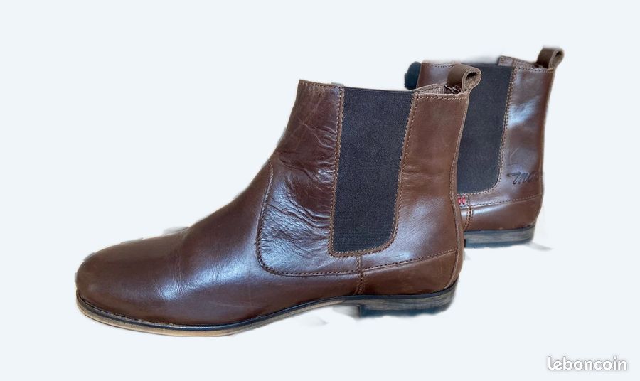 Boots Chelsea cuir marron MCS (image 1)