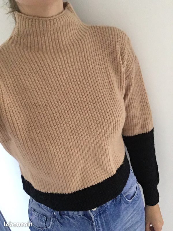 Pull Shein col roulé bicolore (image 2)